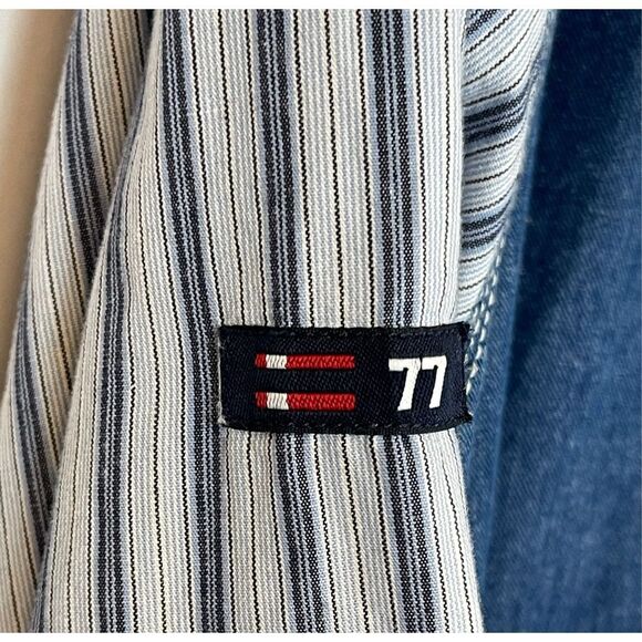 Vintage BUGLE BOY Shirt Men's Size XL Blue Denim Striped Button Down Cotton - Picture 10 of 12